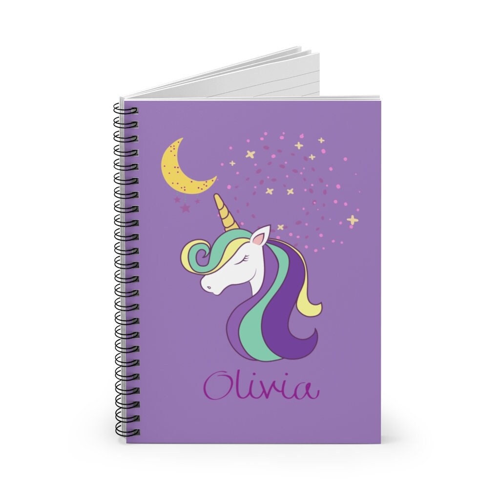 Unicorn Notebook Custom Name Notebook Girl Unicorn Journal Etsy