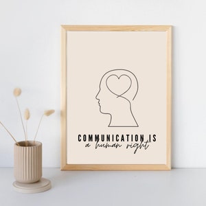 Communication is a Human Right Speech Therapy Poster Digital Download *Minimalistic, Speech Therapy, SLP Wall Art