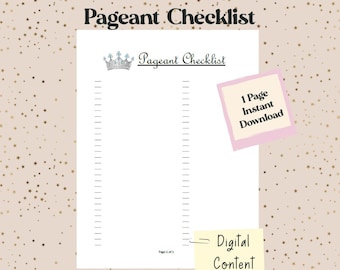 Pageant Checklist Digital Download