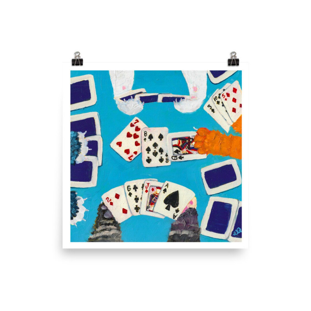 Cats Playing Spades Art Print Cat Wall Art Vanessa Roettger Etsy