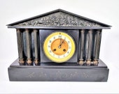 Late 19th Century Victorian Black Slate Mantel Clock