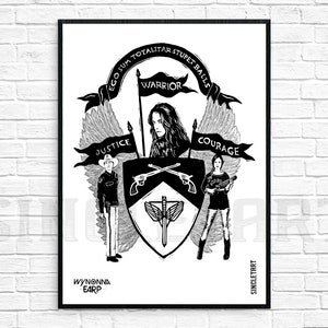 Wynonna Earp Wall Art | Coat of Arms Linoprint Design | DIY Printable Poster | Digital File | Waverly Earp Sheriff Nicole Haught Wayhaught