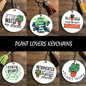 Plant Lover Keychain | Crazy Plant Lady Monstera Houseplant Succulent Junkie Addict Keyring