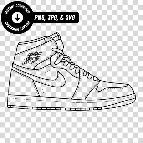 Air Jordan 1 Retro High Transparent / Black & White SVG PNG - Etsy