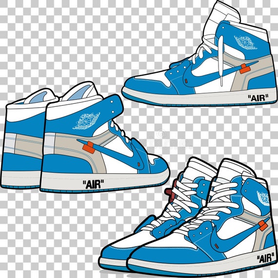 Air Jordan off White Blue Sneaker SVG PNG & JPG -