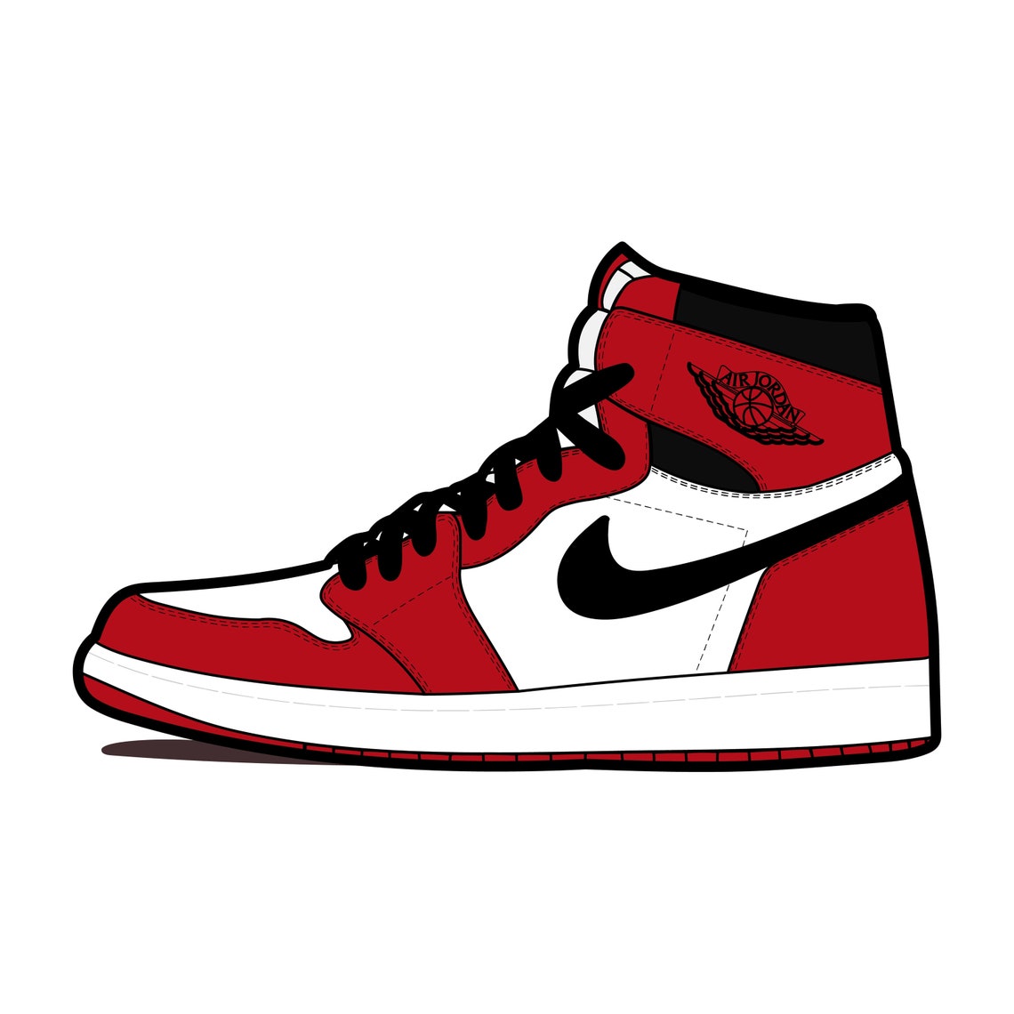 Air Jordan 1 Chicago Red/white Sneaker SVG PNG & JPG File - Etsy