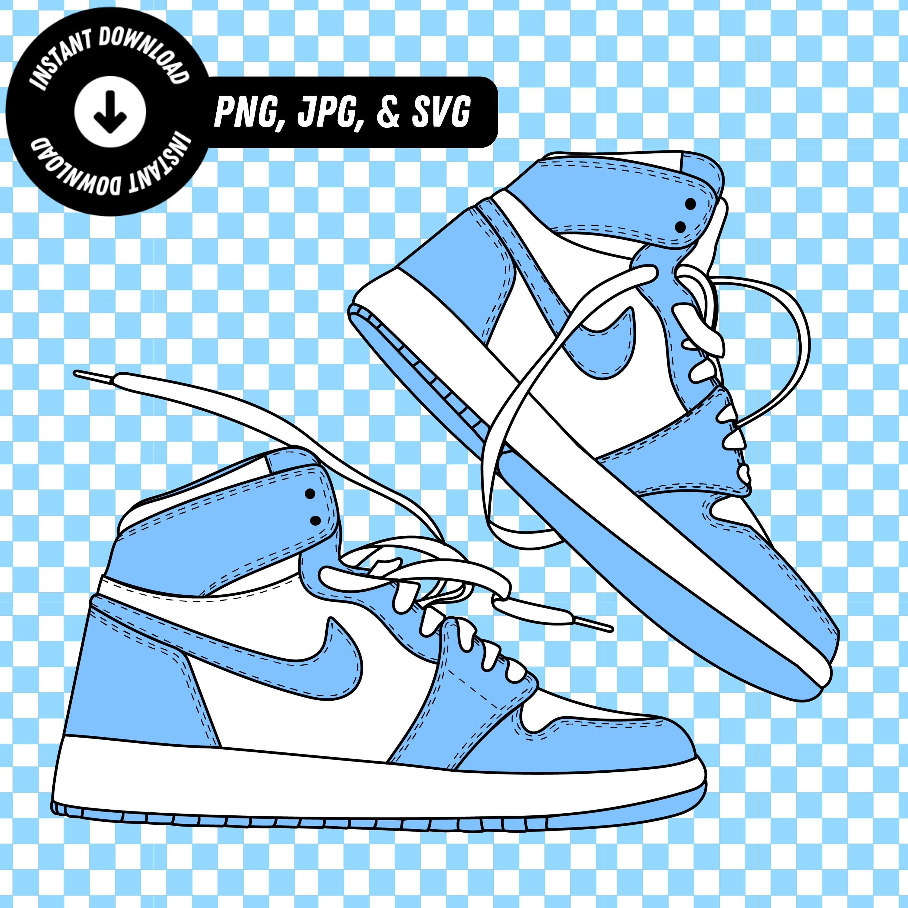 Blue Jordan 1 Sneaker SVG PNG & JPG File Set of 3 Sneaker Etsy Australia