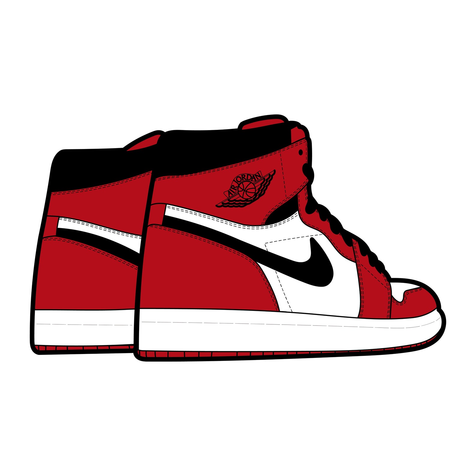 Air Jordan 1 Chicago Red/white Sneaker SVG PNG & JPG File - Etsy