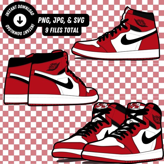 Air Jordan 1 Chicago Red/white Sneaker SVG PNG u0026 JPG File - Etsy