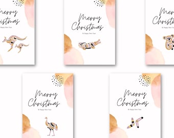 Pack of 5 Personalised Australian Christmas Card, Aussie Christmas Cards, Aboriginal Cards, Digital download, Xmas card