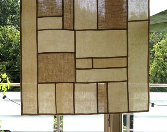 Window Patchwork Pojagi Curtain, HandCrafted Linen Pojagi Panel, Pure Linen Curtain, Wabi Sabi, Unique Home Decor, Cozy Window Curtain