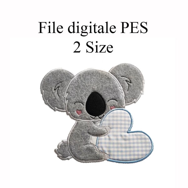 Baby Koala Embroidery Design - File di ricamo a macchina digitale formato pes -Applique Design - animali - 2 size