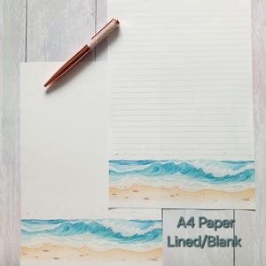 Zestaw papieru listowego A4 Waves. Papier listowy A4 z motywem morskim z opcjonalnymi kopertami.