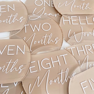 Cartes d'étapes bébé en acrylique, Séries d'étapes importantes du mois pour bébé, Ensemble de faire-part 12 mois, Plaques de marqueur mensuelles, accessoire photo nouveau-né