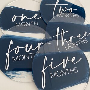 Cartes de jalon de bébé en acrylique, rondes mensuelles de jalon de bébé, annonce d’ensemble de 12 mois, plaques de marqueur mensuelles Accessoire photo de nouveau-né