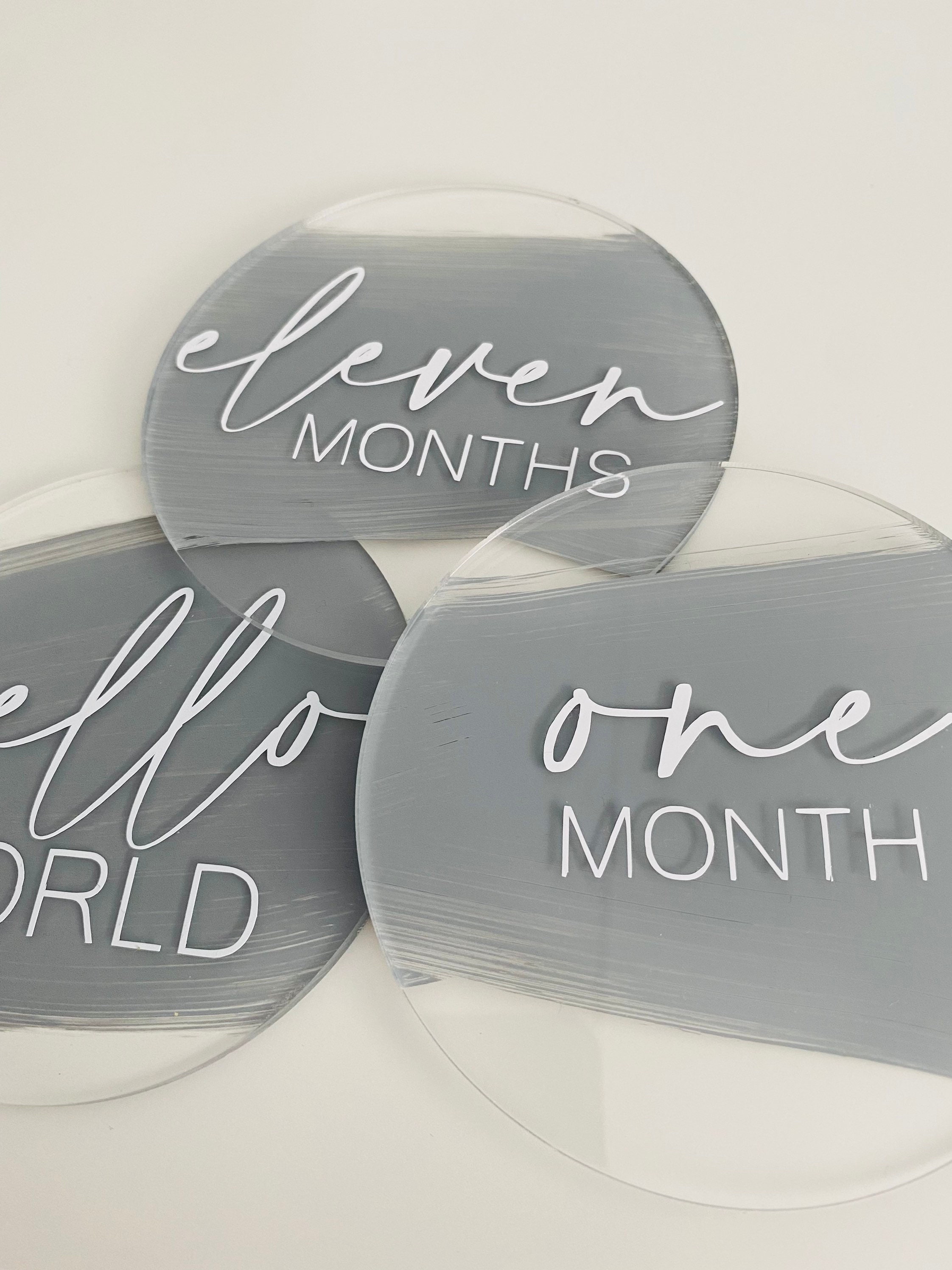 Acrylic Baby Milestone Cards, Monthly Baby Milestone Rounds, 12 Month ...