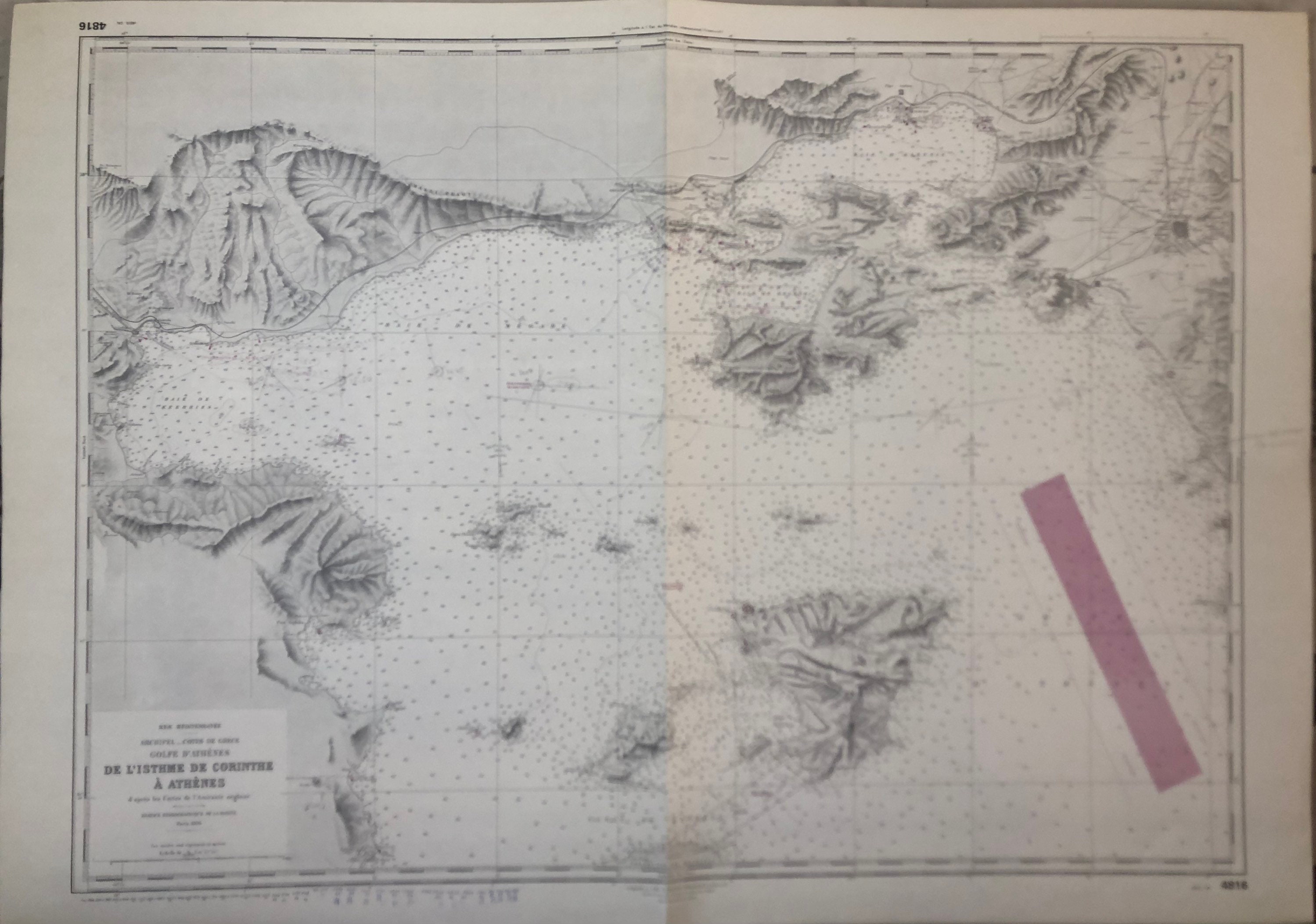 Authentique Carte Marine Ancienne Shom Grèce de L'isthme Corinthe à Athènes Paris 1896 | Tirage Des 