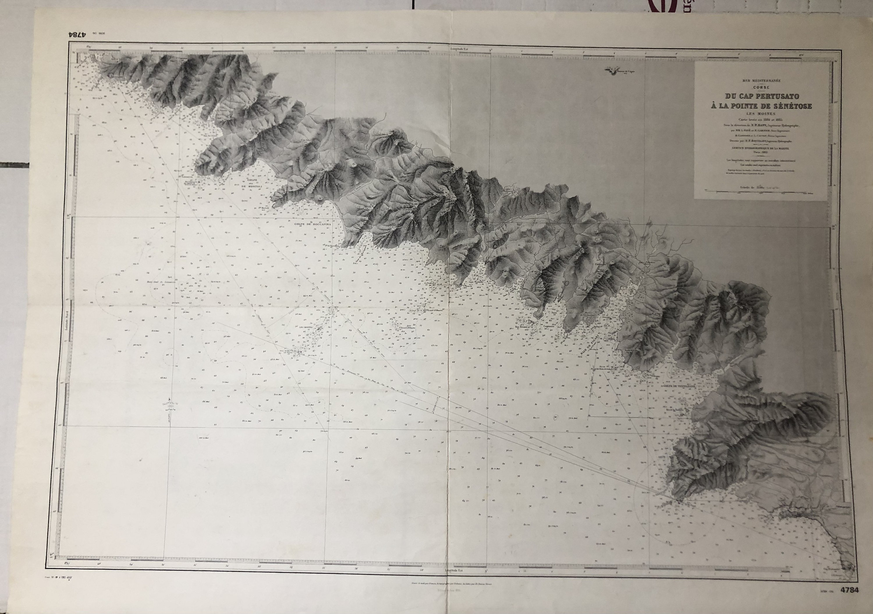 Authentique Carte Marine Ancienne Shom Corse Du Cap Pertusato à La Pointe de Sénétose Les Moinespari