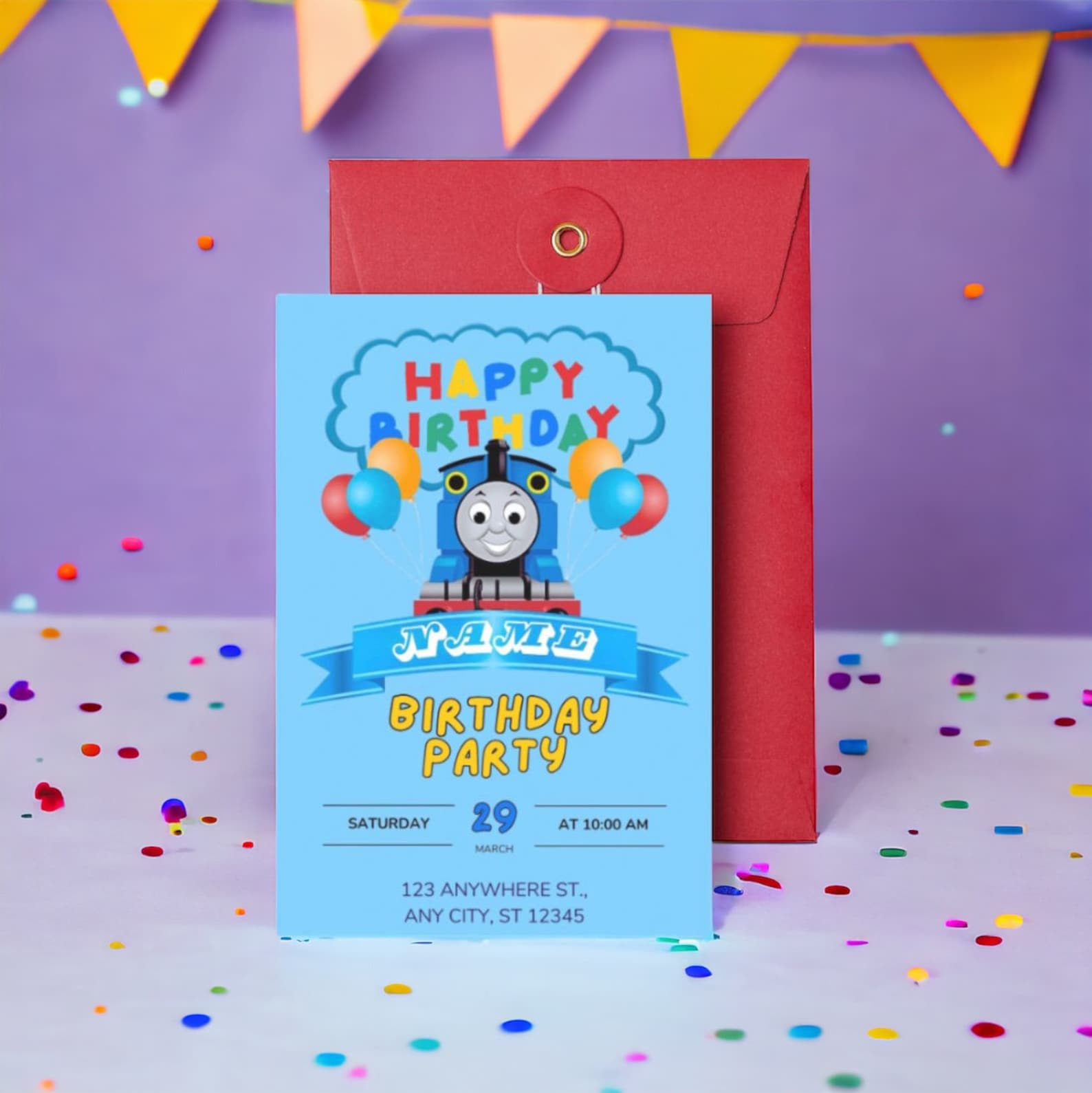 Editable Train Birthday Invitation, Thomas Train Birthday Card, Kids ...