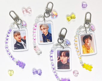 Any Group Keychain Double Sided Custom Photo Frame with Name Charm; Kpop, Anime, Personal