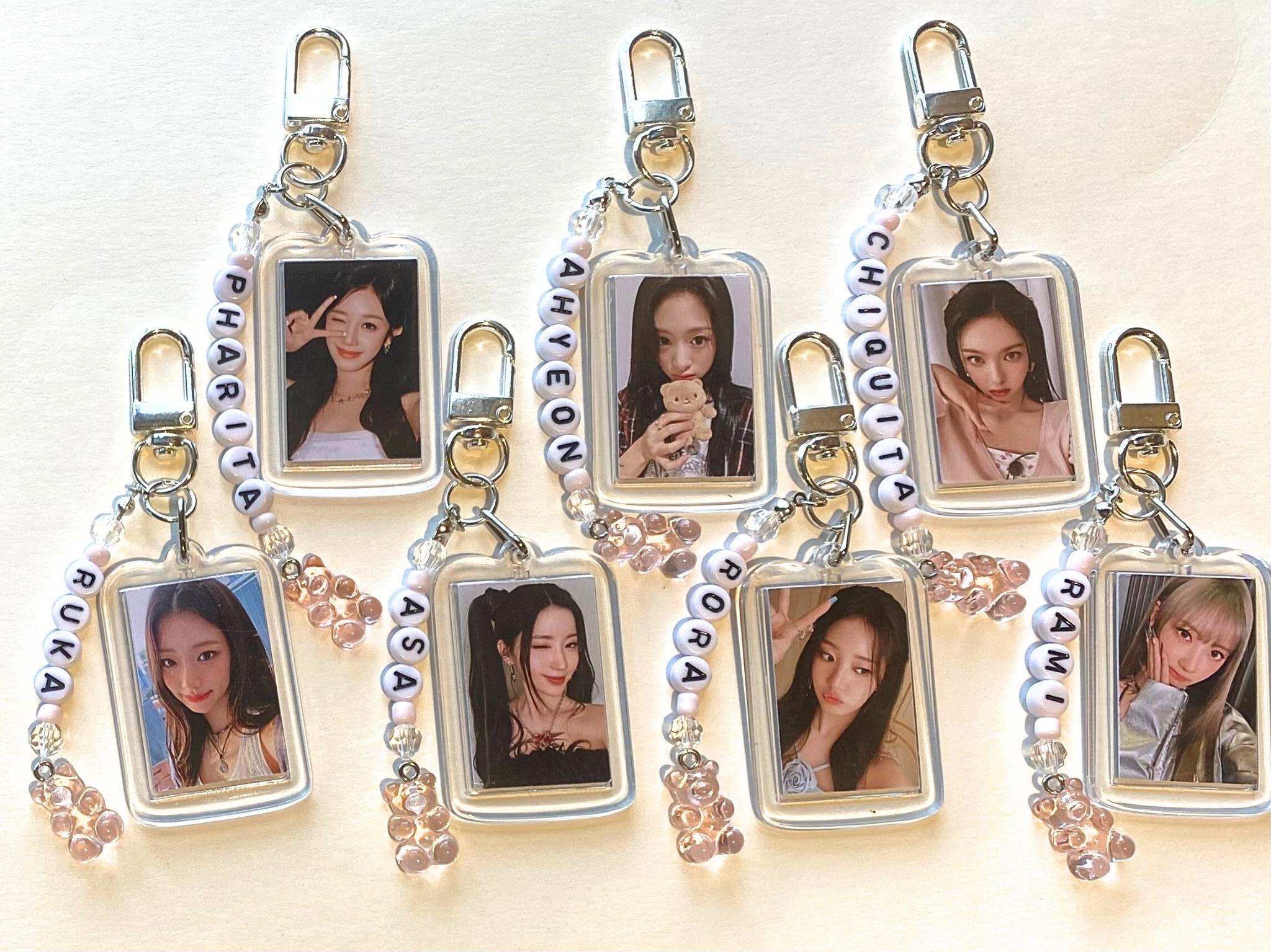 BABYMONSTER Kpop Keychain - Double Sided Photo With Beaded Name