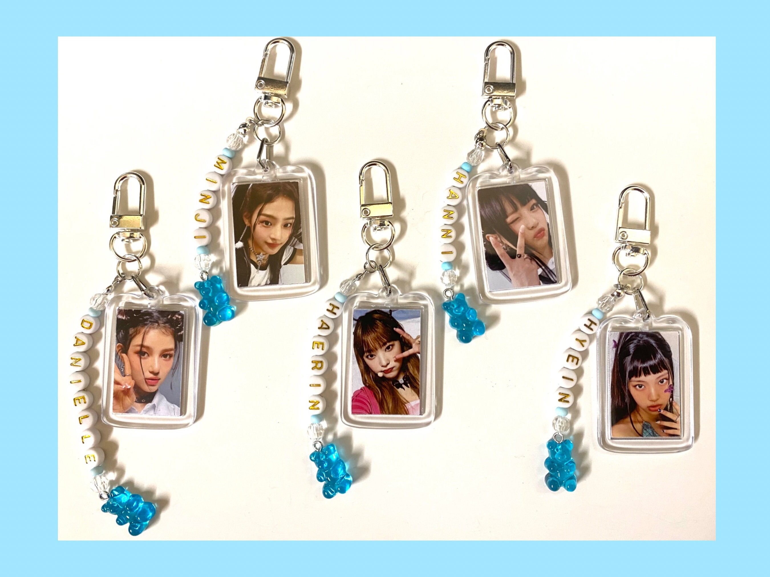 Newjeans NJZ Kpop Keychain - Double Sided Photo With Beaded