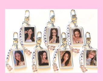 BABYMONSTER Kpop Keychain - Double Sided Photo With Beaded Name