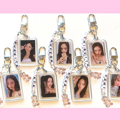 BABYMONSTER Kpop Keychain - Double Sided Photo With Beaded Name