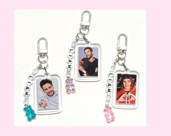 Liam Payne Keychain - Double Sided Photo Frame with Beaded Name Charm | One Direction