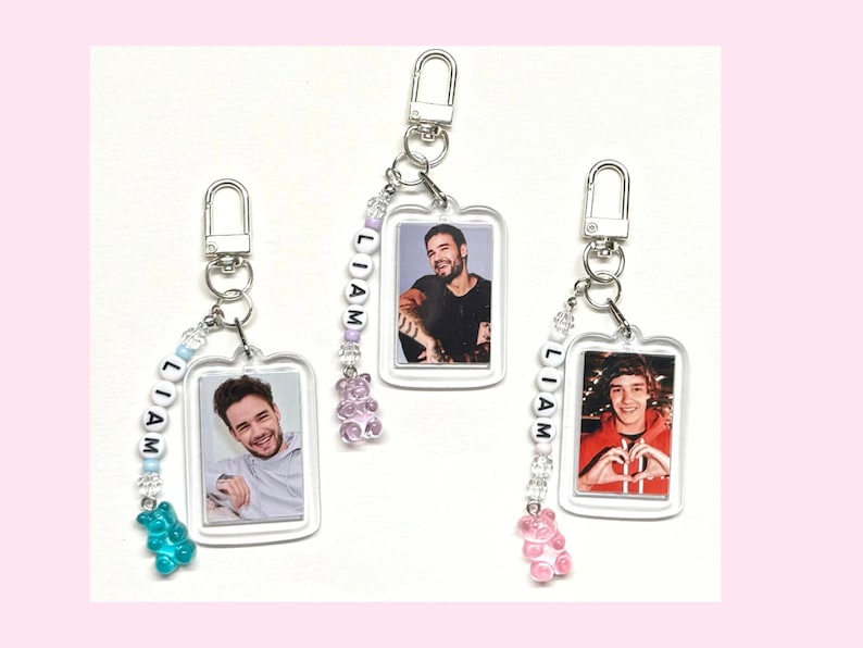 Liam Payne Keychain - Double Sided Photo Frame With Beaded Name Charm ...