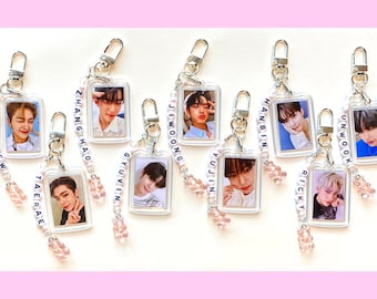 ZEROBASEONE Kpop Keychain - Double Sided Photo Beaded Charm ZB1 | Hanbin, Jiwoong, Zhang Hao, Matthew, Taerae, Ricky, Gyuvin, Gunwoo, Yujin