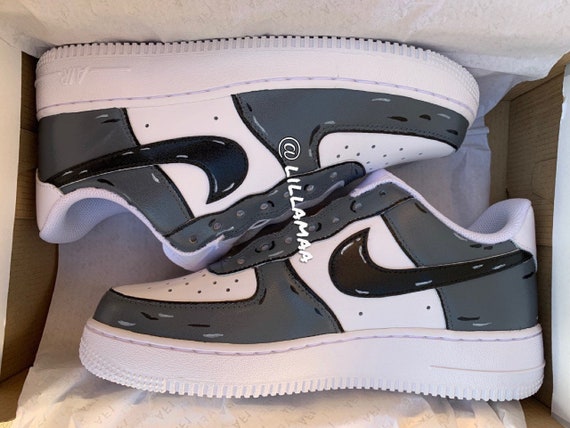 Cómic gris Nike Air Force Ones zapatos de dibujos animados | Etsy España