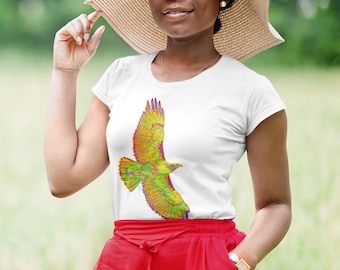 Colorful Red-Tailed Hawk Unisex T-Shirt, Bird Lover Gift, Wildlife Graphic Tee, Nature Inspired Apparel, Animal Print Shirt