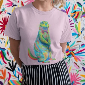 Rainbow Prairie Dog T-Shirt, Unisex Tee, Cute Animal Shirt, Whimsical Graphic Top, Colorful Prairie Dog Apparel