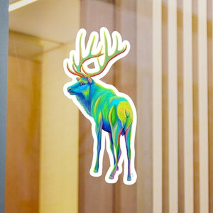 Vinyl Decal, Elk Sticker, Cute Animal Decal, Wildlife Decor, Colorful Laptop Decal, Charming Car Sticker
