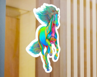 Rainbow Horse Vinyl Sticker, Laptop Decal, Water Bottle Decor