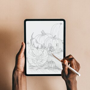 Do druku Jesienne Towarzysze Kolorowanki Line Art