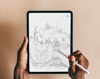 Druckbare Herbst Playmates Färbung Line Art
