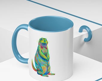 Wildlife Accent Mug, Cute Prairie Dog Coffee Cup, Animal Lover Gift, Nature Theme Drinkware, 11oz 15oz Ceramic Tea Mug, Novelty Kitchen Home