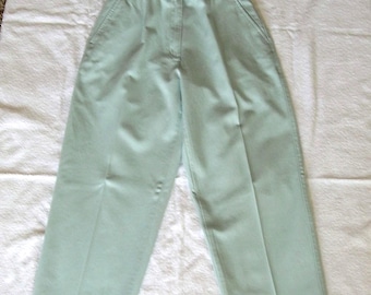 1990's vintage L.L. Bean aqua/seaglass blue flat-front high-waist cotton chino pants ~ size 4 MT ~ new with tags