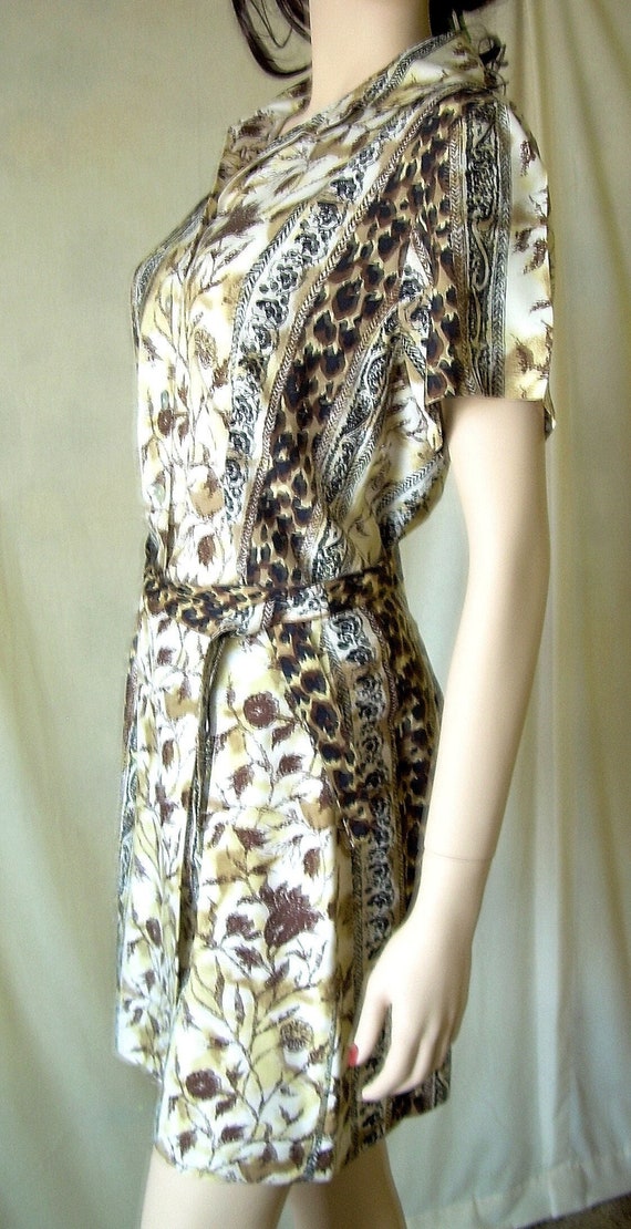 Vintage 90's Halston 2-piece Brown Floral Animal P