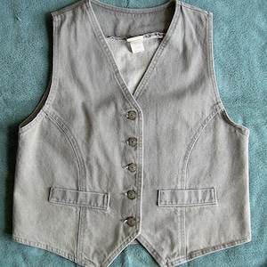 Vintage Vivaldi Jeanswear grå jeansväst i 100 % bomull från 1990-talet ~ storlek medium ~ använd en gång