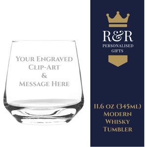 Modern Whisky Tumbler 345ml - Personalise with any name, message or image.