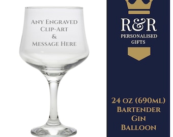 Verre de ballon de gin barman barman personnalisé gravé de 23 oz avec votre logo ou message