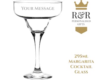 Personalisiertes graviertes Margarita Cocktailglas, 295ml - graviert mit Namen oder kurzer Nachricht