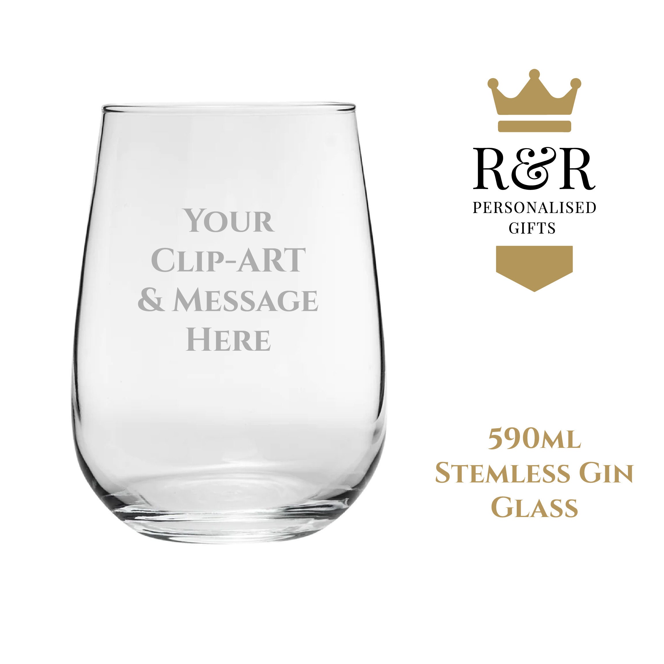 Personalised Engraved 590ml Stemless Gin Glass With Your Logo Etsy UK