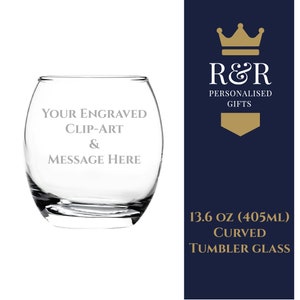 Curved Tumbler Glass 405ml - Personalise with any name, message or image.