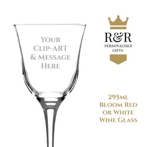 Bloom Red Wine Glass 295ml - Personalise with any name, message or image.