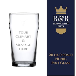 Personalised Engraved Nonic Pint Glass with Your Logo / name or message