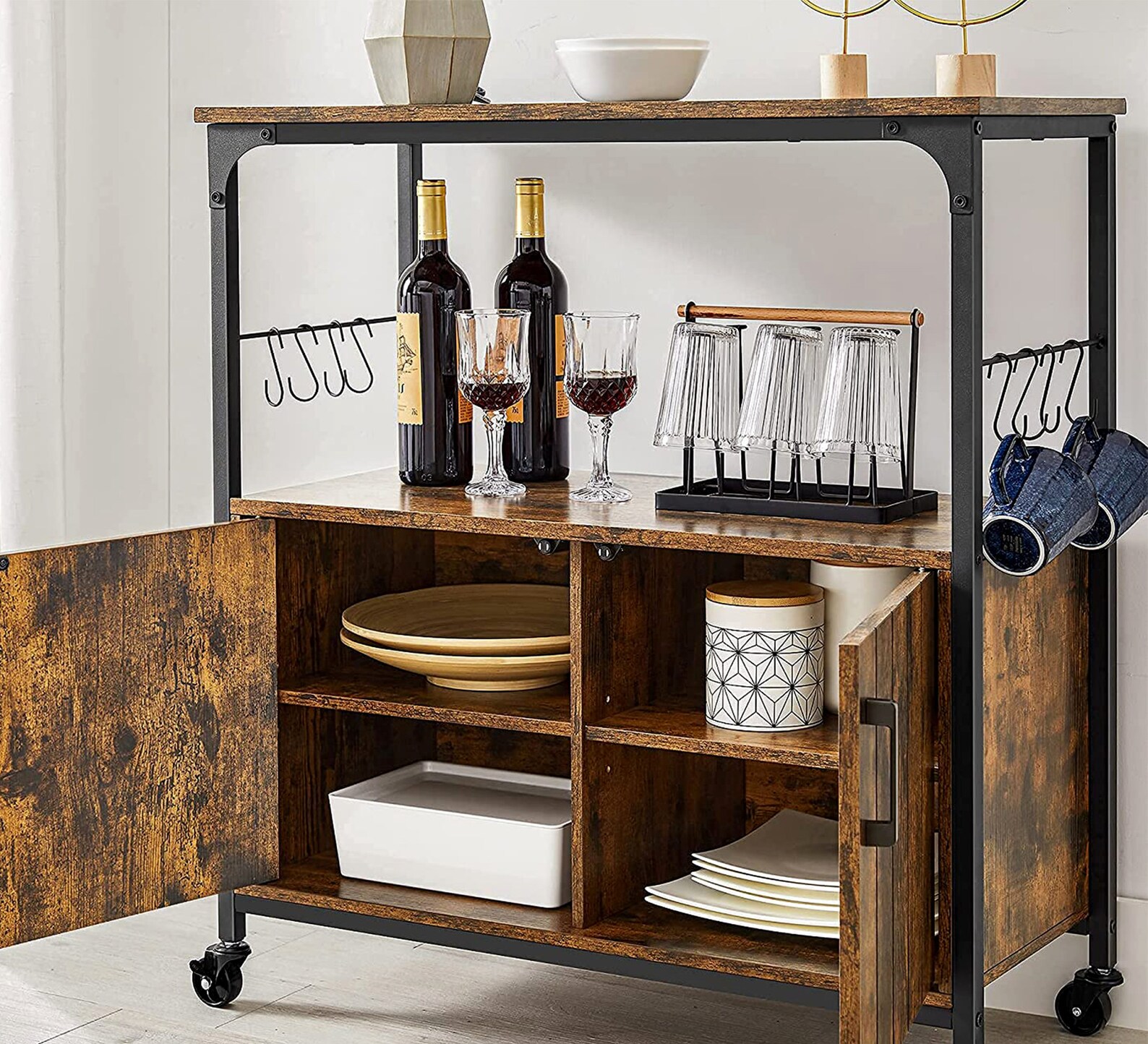 Storage Kitchen Cart with Wheels Kitchen Cupboard Storage Etsy